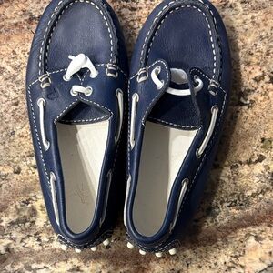 TODS junior navy leather loafers